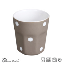 3oz Ceramic Cup Inside White Outside Grey with Dots Design